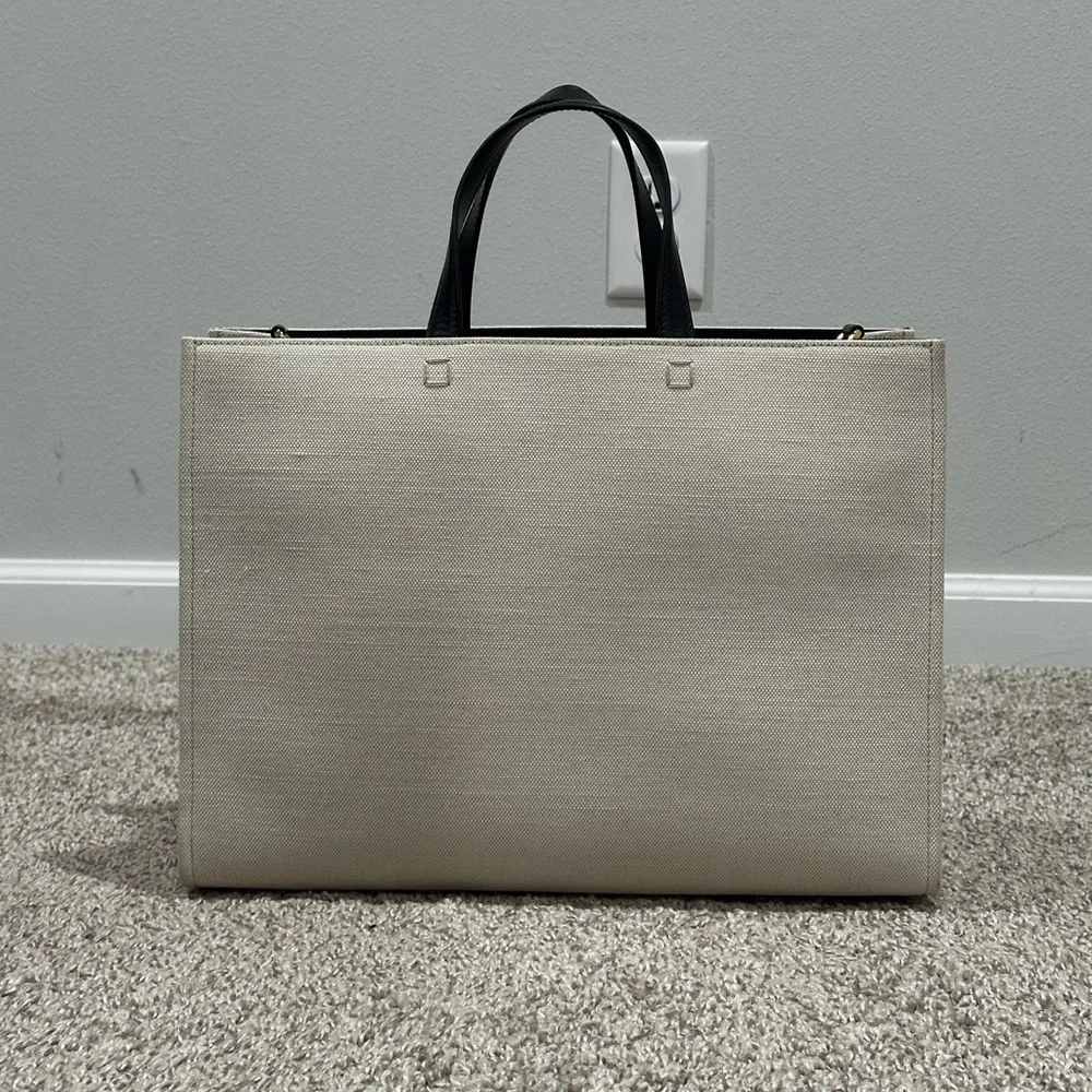 Givenchy Beige and Black Canvas G Tote Medium